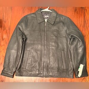 Perry Ellis Portfolio Men's Black Leather Jacket